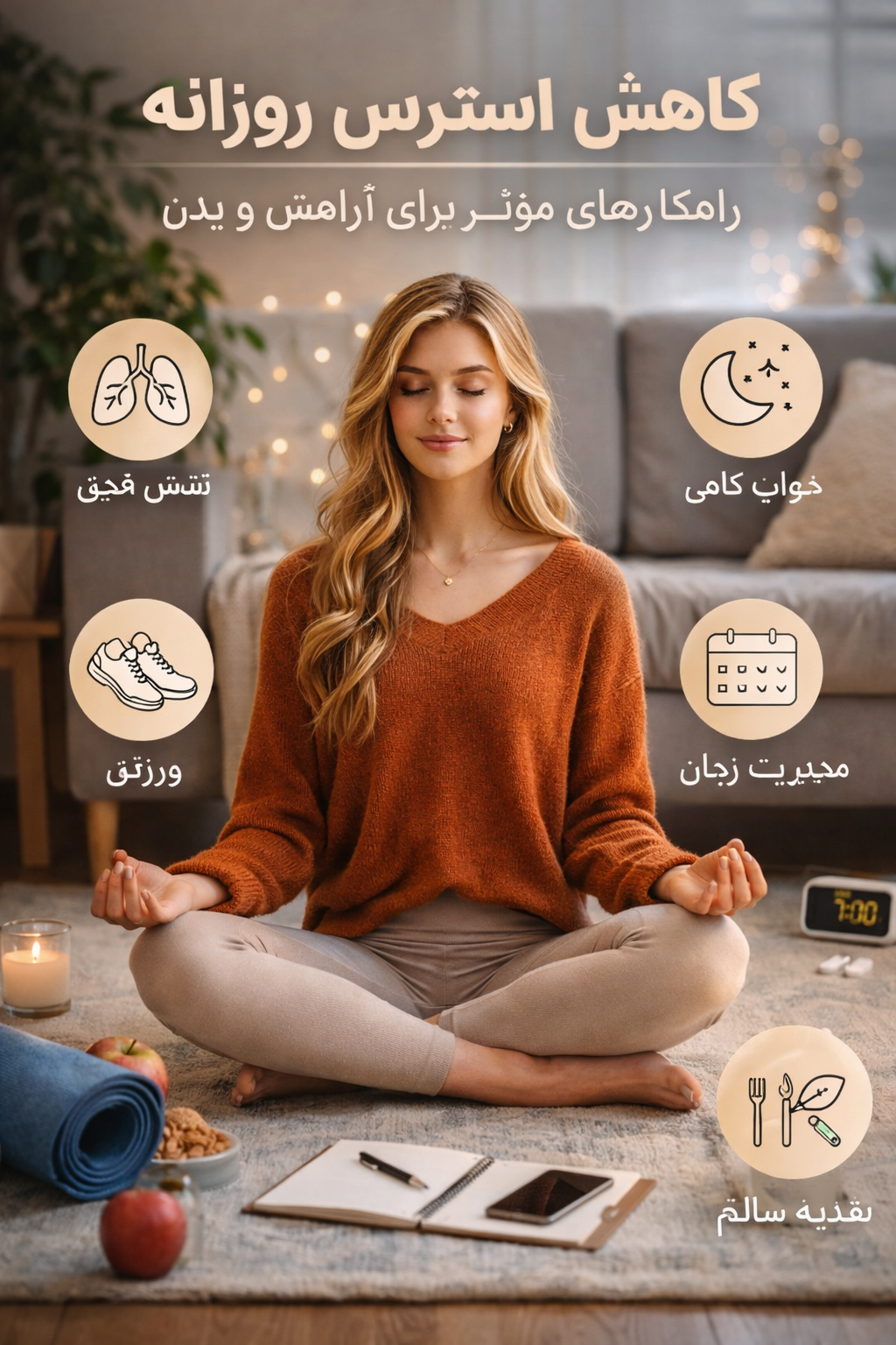  کاهش استرس روزانه + راهکارهای مؤثر و علمی برای آرامش ذهن و بدن