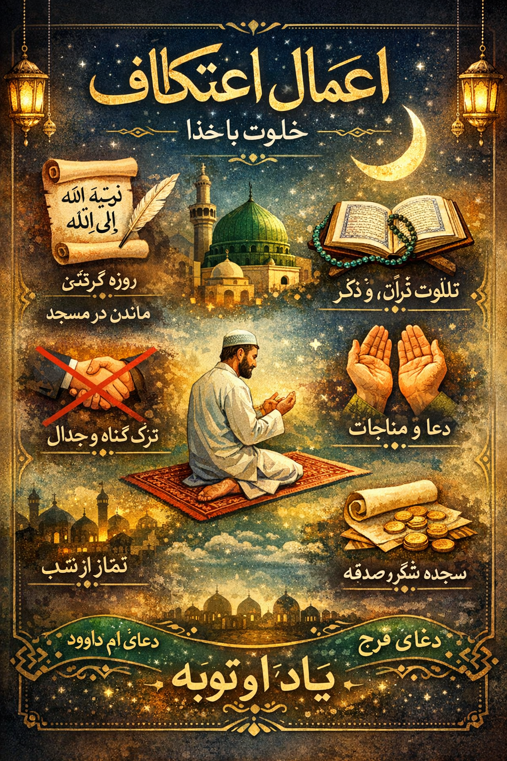 اعمال روز اعتکاف + اعمال روز به روز