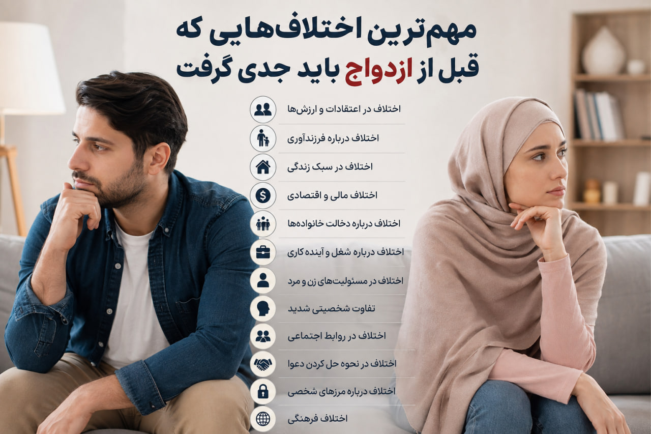 مهم‌ترین اختلاف‌ها قبل از ازدواج که نباید نادیده بگیرید
