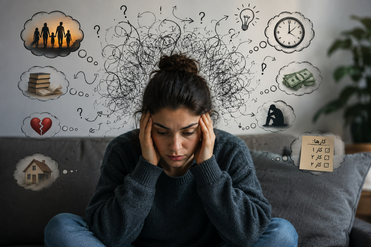 چرا زیاد فکر می‌کنیم؟ علت و راه‌های کنترل فکرهای مزاحم